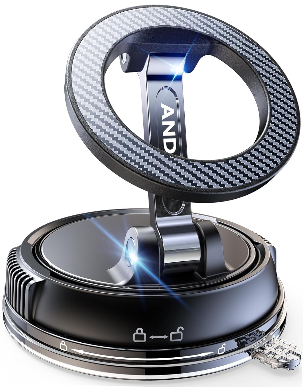 ANDERY magnetic car phone mount with 78 pound suction cup and 360 degree adjustable carbon fiber holder