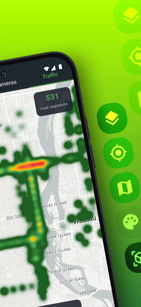DriveSight traffic map scoring road busyness in vehicles per mile